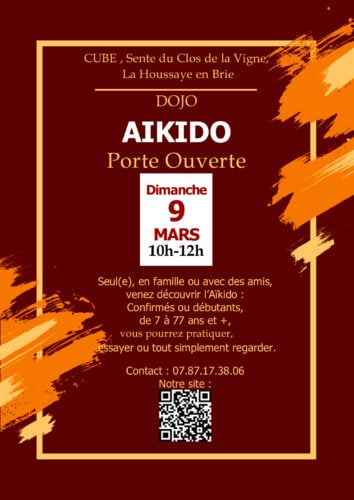 Porte ouverte Dimanche 9 Mars 2025 : Dojo La Houssaye École de la Marsange